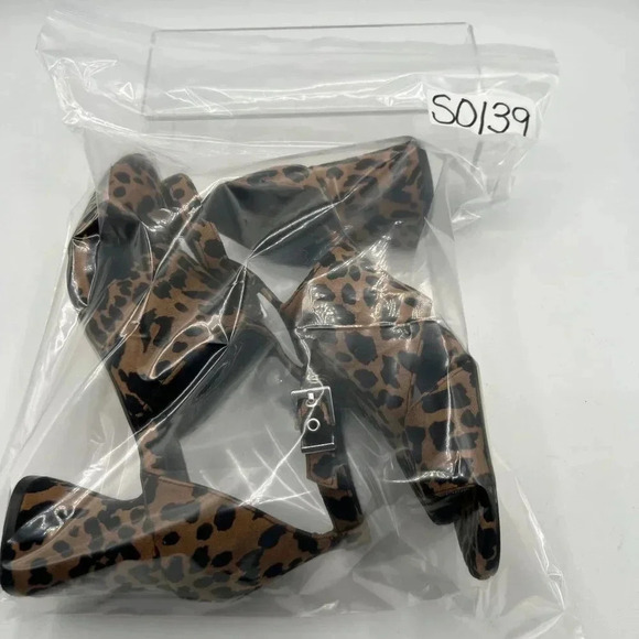 Topshop Womens 8 Leopard Animal Print Suede Chunky Block Heel Shoe Ankle Strap - Picture 14 of 14